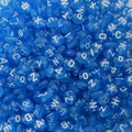 Flat round blue translucent acrylic letter beads with white alphabet for DIY jewelry making - Translucent Blue (YKL217-6)