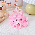 Primer plano de gorro artesanal de crochet rosa para mascotas con diseño de conejo y orejas - S (Menos de 2,5kg) / Conejo Rosa