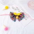 Collare per animali con fiocco a pois, ali gialle, campanello dorato e velluto rosa - Taglia S (Cinturino 40cm) / Ali Gialle + Campanello Giallo