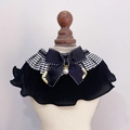 Collare elegante per animali con pieghe nere, fiocco e ciondolo di perla per cani - XS / Nero