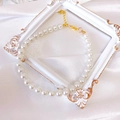 Elegante collana di perle a doppio strato per animali con chiusura a moschettone oro - Catena di Perle Semplice