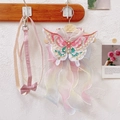Pink butterfly pet harness with gold embroidery and white pearl accents with leash - Butterfly & Flower - Pink / Small