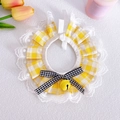 Yellow and white checkered pet lace collar with a black bow and golden bell - S / Yellow Check