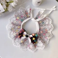Süßes Polka-Dot-Haustierhalsband mit Spitze, schwarzer Schleife und Herzstein für Hunde - L / Schwarze gepunktete Schleife