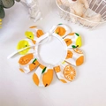 Sunflower-shaped pet collar with orange and lemon prints and adjustable tie strap - Yellow Sunflower Collar