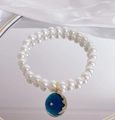Blauw emaille parelhalsketting met ster en maan hanger voor katten en honden - XS / Galaxy Blauw