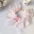 Collier en dentelle rose et blanche pour animaux avec nœud et pendentif cœur cristal - XS / Rose Jeune Fille Nœud Dentelle
