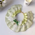 Collier en dentelle vert clair pour animaux avec organza et pendentif cristal en cœur - XS / Vert Pomme Nœud Dentelle