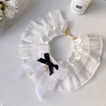 Bavoir en dentelle pour animaux avec nœud noir et pendentif cristal en cœur - XS / Noir Chevalier Nœud Dentelle