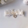 Schattige ivoren Lolita kanten halsband met satijnen strik en hartvormige hanger - XS / Beige Kant Strik