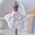 Collare per animali in pizzo bianco floreale con fiocco viola e ciondolo di perla - M / Viola Elegante