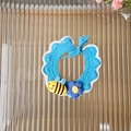 Handmade woven blue pet collar featuring yellow bee and blue flower decorations - Bee (Bright Blue)