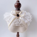 Elegant white lace pet collar with a cream bow and pearl pendant decoration - XS / White Lace Mesh Collar