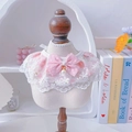 Collare in pizzo a fiori rosa per animali con fiocco e perla in stile dolce lolita - M / Rosa Tenue