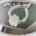 French vintage double-layered pearl pet necklace with a 3D white camellia flower charm - XS / White Camellia Single Layer
