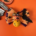 Halloween pet bow collar with orange pumpkin wizard hat and a yellow star bell - Orange Bow With Pumpkin Hat