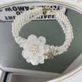 Three-layer pearl pet necklace with a large white camellia flower and golden heart tag - XS / White Camellia Multi Layer