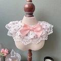 Blumen-Haustierhalsband mit großer rosa Schleife und Spitze für Katzen und Hunde - Rosa / S