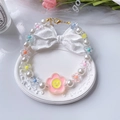 Collier réglable pour chat avec perles blanches, fleurs colorées et pendentif tournesol rose - Taille XS (0,5-1,5 kg) / Collier Fleur Souriante Rose