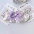 Charming purple bow pet collar with heart pearl and lace details for cats and dogs - XS (15-20cm) / Cream Purple Bow