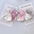 Sweet pink cream pet collar with satin lace bow and pearl heart for cats and dogs - XS (15-20cm) / Cream Pink Bowknot