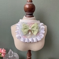 Bavoir en dentelle pour animaux avec nœud vert menthe et perle pour chats et chiens - Taille Unique / Été Doux Nœud Vert