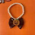 Collare di perle Halloween per animali con fiocco di paillettes e zucca arancio - Taglia XS (0,5-1,5 kg) / Collana con Fiocco Nero