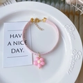 Pink floral pet collar for cats and dogs with sweet resin flower pendant and gold chain - XS (15-20cm) / Pink