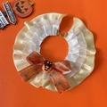 Collare per animali di Halloween con fiocco a ragnatela arancione e ciondolo gatto e zucca - S (1-3kg) / Giallo Con Gatto Arancione