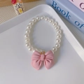 Incantevole collana di perle per animali con fiocco rosa per gatti e cani - XS / Fiocco Rosa
