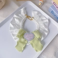 Grünes Schleifen-Haustierhalsband mit Spitze und Perlen für Katzen und Hunde - XS / 15-20cm / Creamy Green