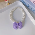 Incantevole collana di perle finte con fiocco lavanda per piccoli cani e gatti domestici - XS / Fiocco Viola