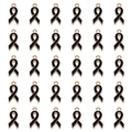 Set of 30 black ribbon charms with golden metal edges for DIY jewelry making and crafts - Black