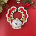 Hand-knitted Christmas pet scarf with cute puppy mascot and festive wave edging - Christmas Dog Red Collar