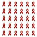 Bulk set of 30 red ribbon alloy pendants for DIY jewelry and awareness accessories - Red