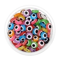 Colorful acrylic evil eye flat round beads for DIY bracelet jewelry making in a container - 6x2.5mm (100 Pieces/Pack) / Multicolor