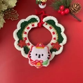 Handmade green and white knitted Christmas pet collar with cartoon cat patch for dogs and cats - Cartoon Cat Green Collar