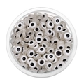 Perles oeil maléfique en acrylique pour création de bijoux DIY sur plateau - 6x2.5mm (100 Pièces/Pack) / Blanc