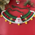 Handmade knitted Christmas pet scarf with Santa Claus design for small dogs and cats - Yellow Ball Santa Style