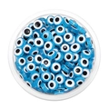 Perles mauvais œil bleu clair en acrylique empilées dans une boîte transparente pour bijoux - 6x2.5mm (100 Pièces/Pack) / Bleu