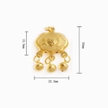 Golden Chinese longevity lock pendant with lucky bells and engraved auspicious characters - Gold Large