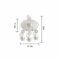Silver plated long life lock pendant with Fu character and lucky bells for DIY necklaces - Silver Large