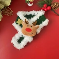 Gestrickter grüner Weihnachts-Haustierschal mit Plüsch-Rentier und goldenem Stern - Rentier Grüner Schal / S