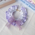 Prinsessenstijl huisdierhalsband met lavendel kant en een hartvormige edelsteen strik - XS / Paarse Kant Strik
