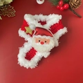 Handgefertigter rot-weißer Häkel-Haustierschal mit Weihnachtsmann für Katzen und Hunde - Weihnachtsmann Roter Schal / S