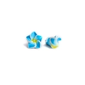 Boucles d'oreilles fleurs de frangipanier en pâte polymère bleue pour bijoux DIY - Fleur Bleue