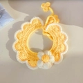 Hand-crocheted yellow flower pet collar with white scalloped edge and soft yarn texture - Yellow Scarf