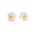 Irregular resin pendants with real white dried flowers for DIY jewelry making - White