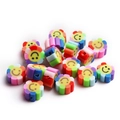 Perles fleurs en pâte polymère colorées avec smileys pour création de bijoux DIY - Fleur Multicolore