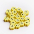 Perles fleurs jaunes en pâte polymère avec smiley pour création bijoux artisanale - Fleur Jaune